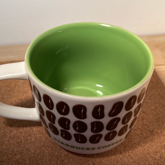 Starbucks Mug Coffee bean Pattern with yummy green interior - Picture 2 of 5